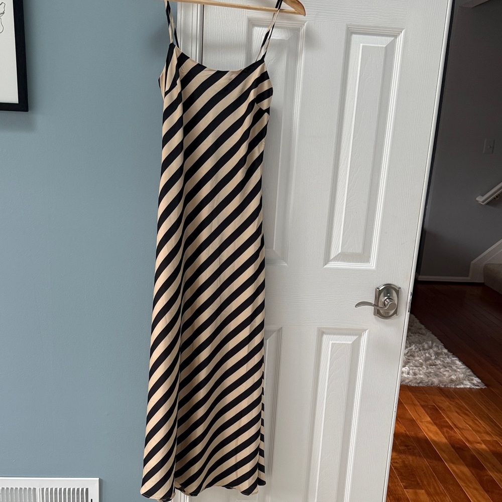 Endless Rose Black and Cream Striped Maxi Dress